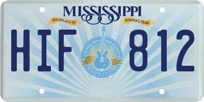 MS license plate HIF812
