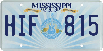 MS license plate HIF815