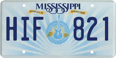 MS license plate HIF821