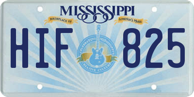 MS license plate HIF825