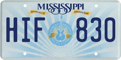 MS license plate HIF830