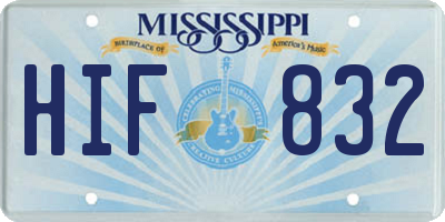 MS license plate HIF832