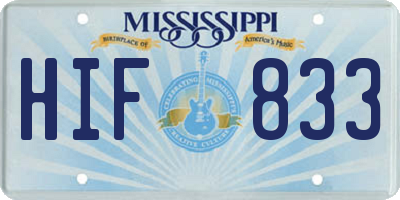 MS license plate HIF833