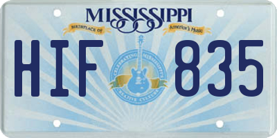 MS license plate HIF835