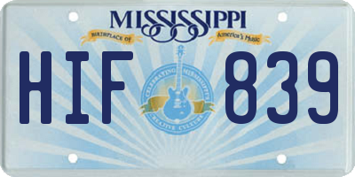 MS license plate HIF839