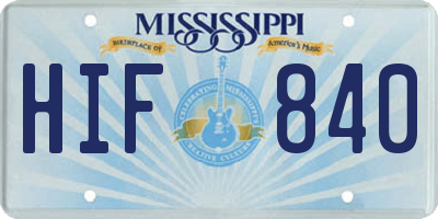 MS license plate HIF840
