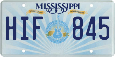 MS license plate HIF845