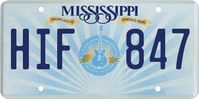 MS license plate HIF847