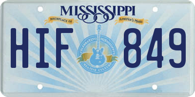 MS license plate HIF849