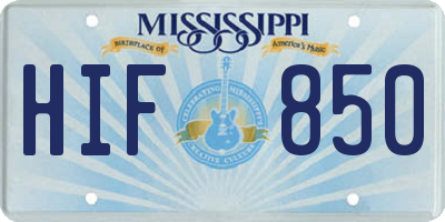 MS license plate HIF850