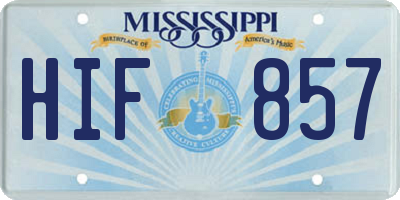 MS license plate HIF857