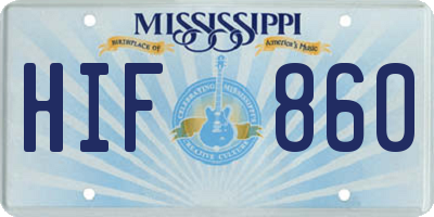 MS license plate HIF860