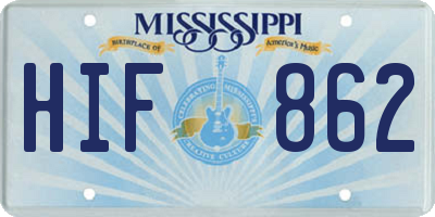 MS license plate HIF862