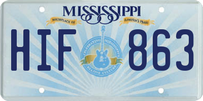 MS license plate HIF863