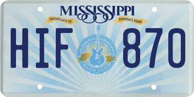 MS license plate HIF870