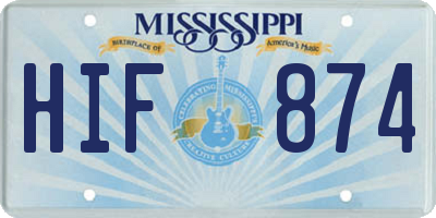 MS license plate HIF874