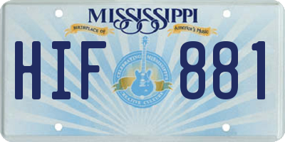 MS license plate HIF881