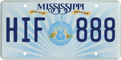 MS license plate HIF888