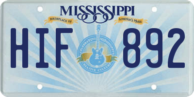 MS license plate HIF892