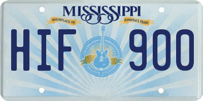 MS license plate HIF900