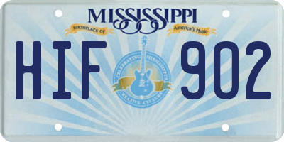 MS license plate HIF902