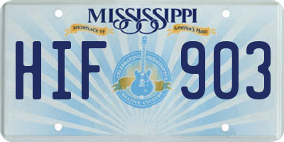 MS license plate HIF903