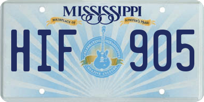 MS license plate HIF905