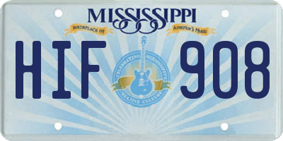 MS license plate HIF908