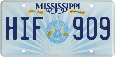 MS license plate HIF909