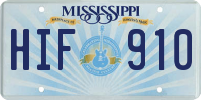 MS license plate HIF910