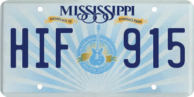 MS license plate HIF915