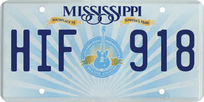 MS license plate HIF918