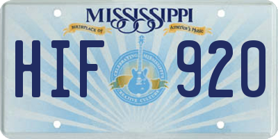 MS license plate HIF920
