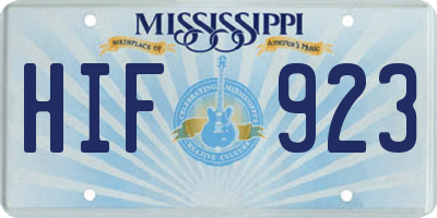 MS license plate HIF923