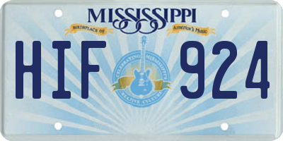 MS license plate HIF924
