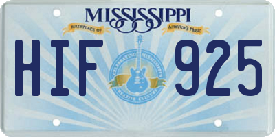 MS license plate HIF925