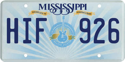 MS license plate HIF926
