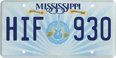 MS license plate HIF930