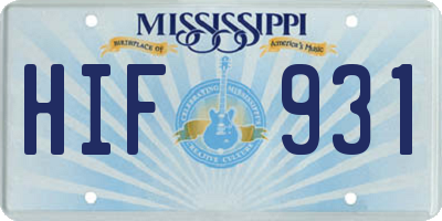 MS license plate HIF931