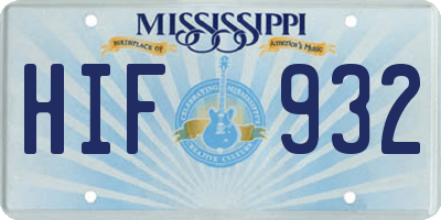 MS license plate HIF932