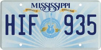 MS license plate HIF935