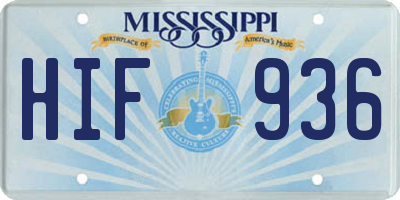 MS license plate HIF936