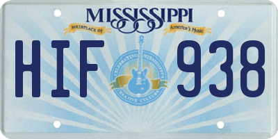 MS license plate HIF938