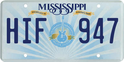 MS license plate HIF947