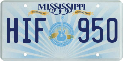 MS license plate HIF950