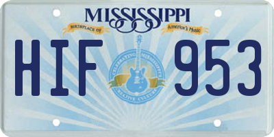 MS license plate HIF953