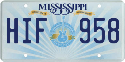 MS license plate HIF958