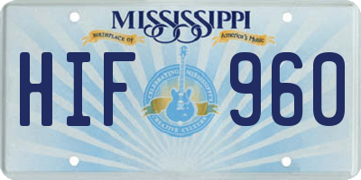 MS license plate HIF960