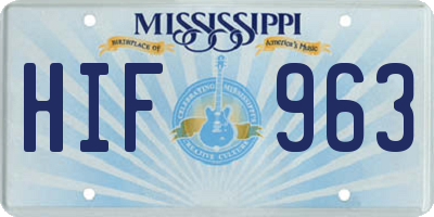 MS license plate HIF963