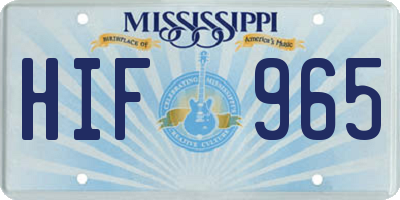 MS license plate HIF965